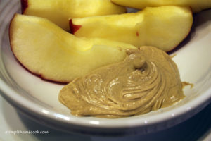 amish peanut butter spread with apple slices