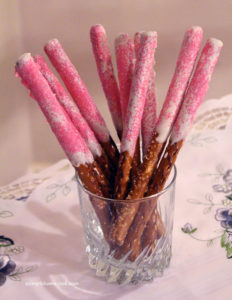 dipped and sugar coated pretzel rods