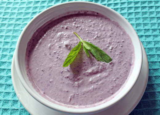 bowl of blueberry soup