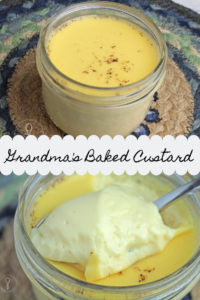 Grandma's baked custard whole and spoon